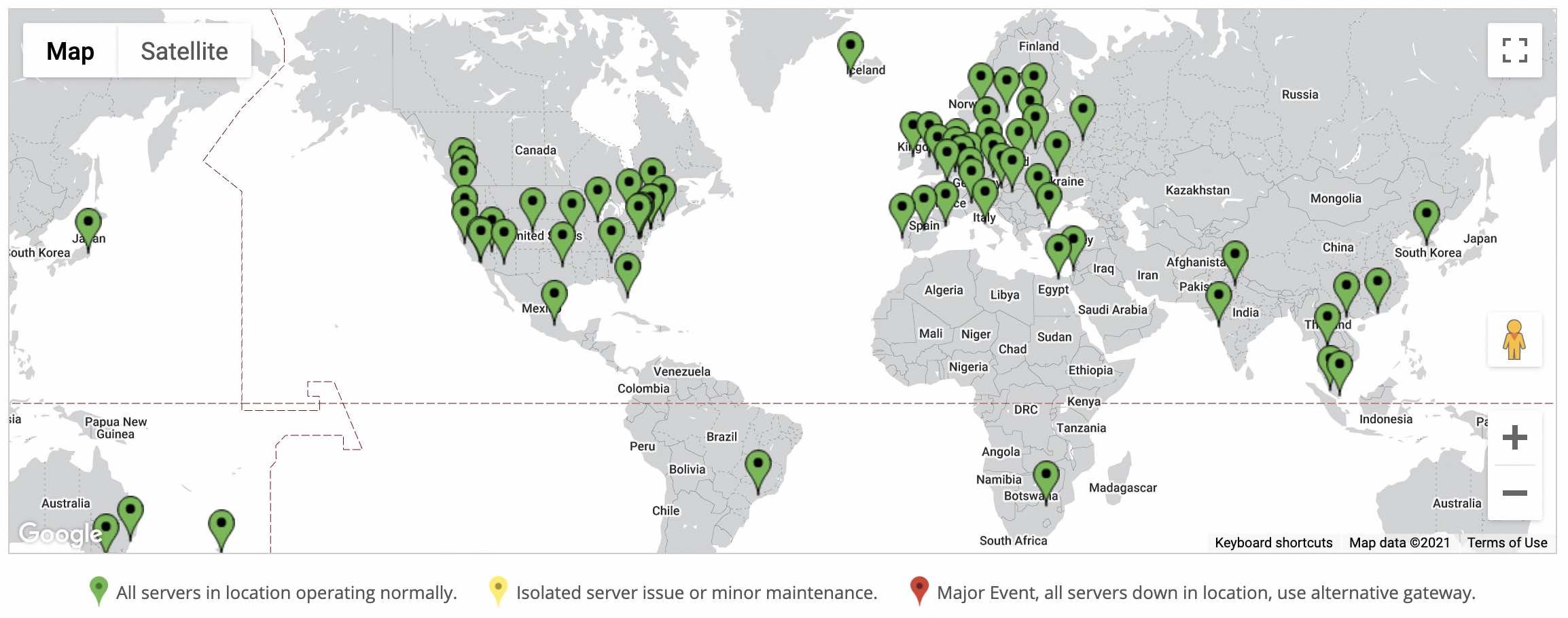 map of witopia personal vpn server locations