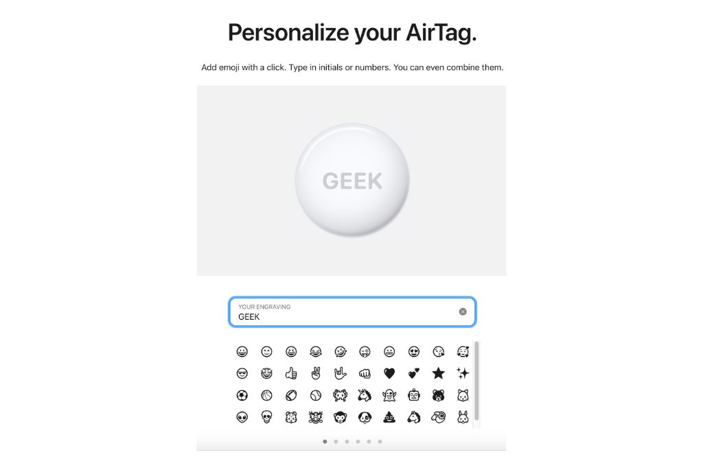 personalize your AirTag options on the Apple website