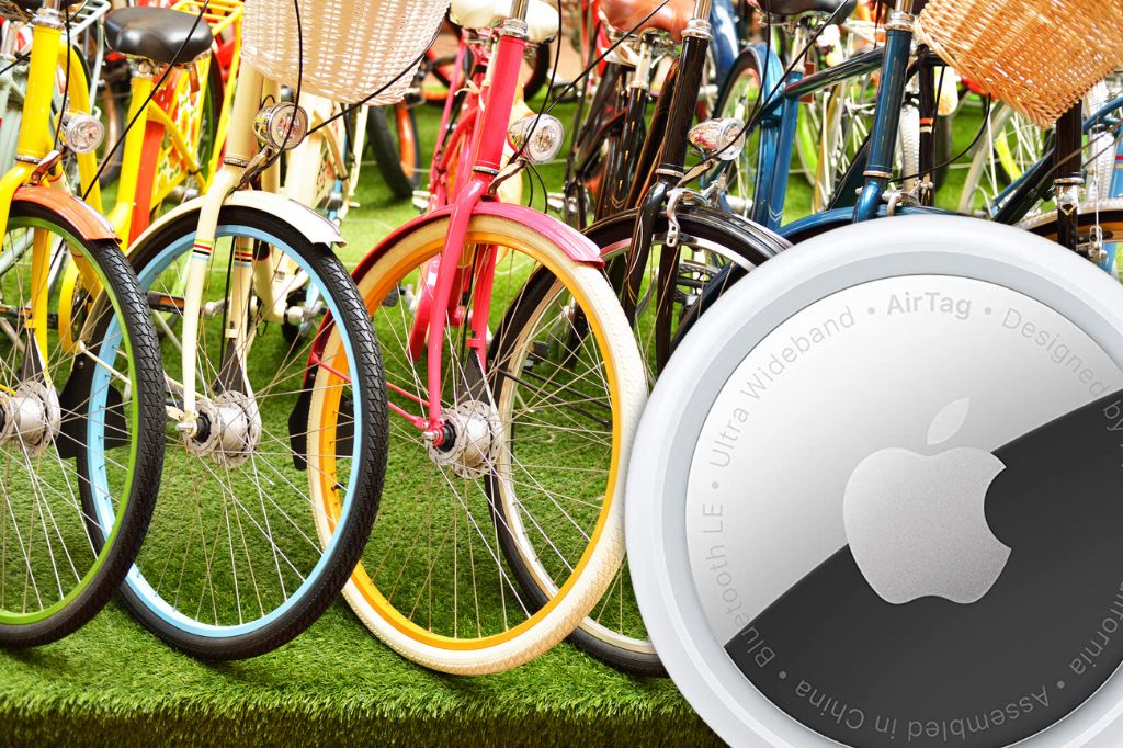 image of an Apple AirTag and bicycles
