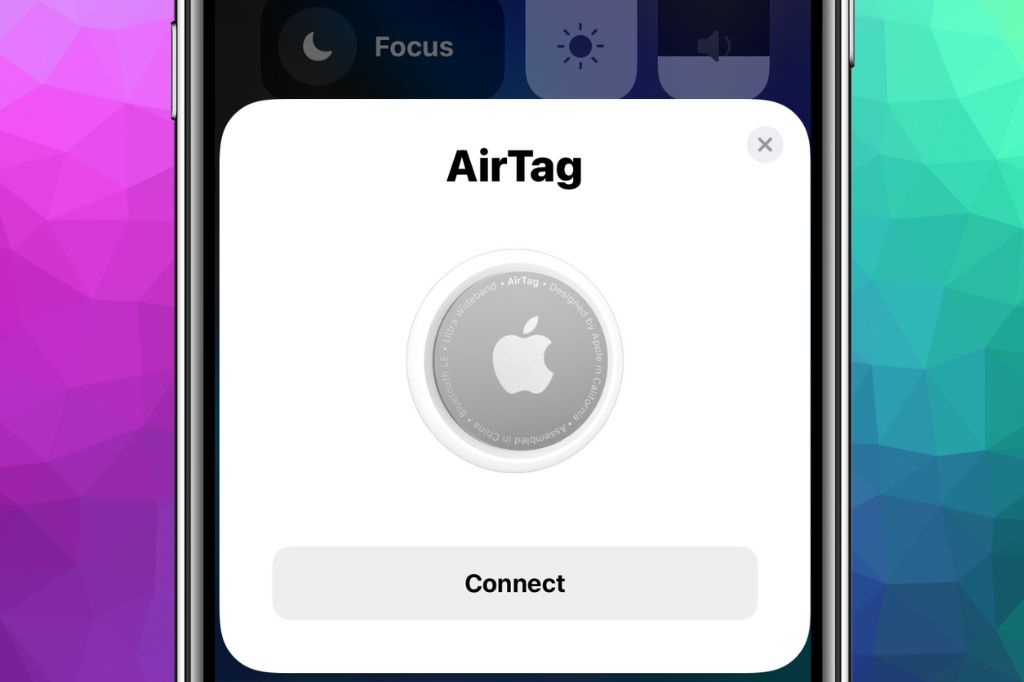 image to AirTag connect set up screen