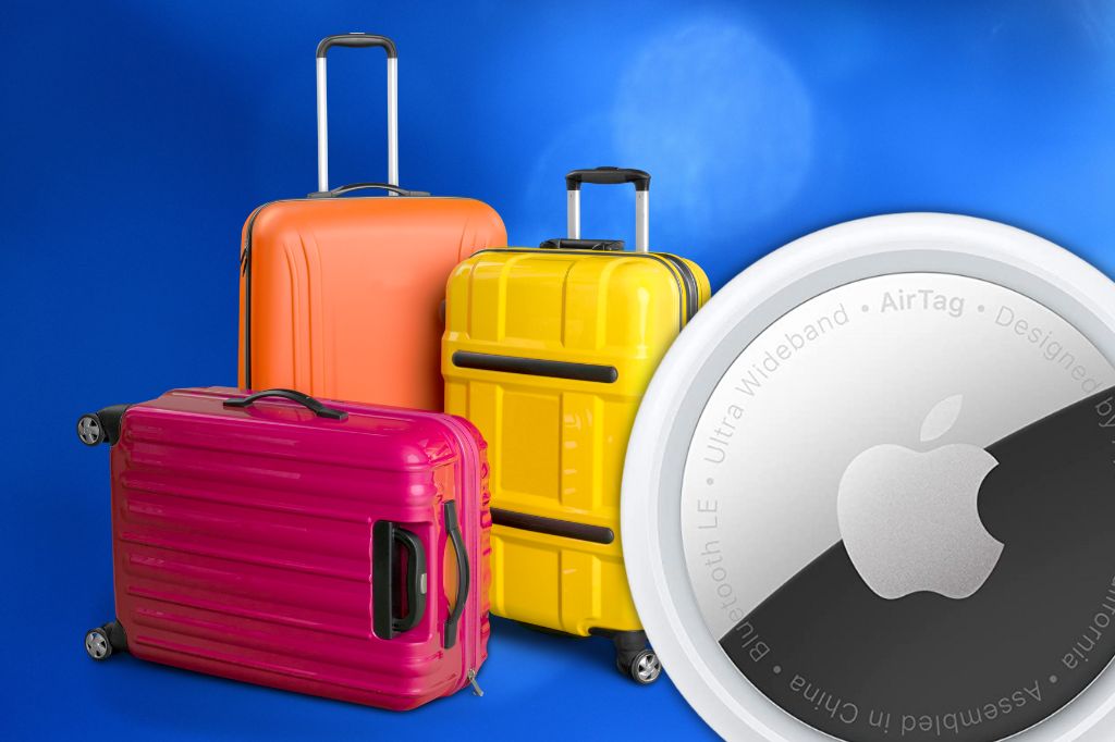 image of an Apple AirTag and luggage